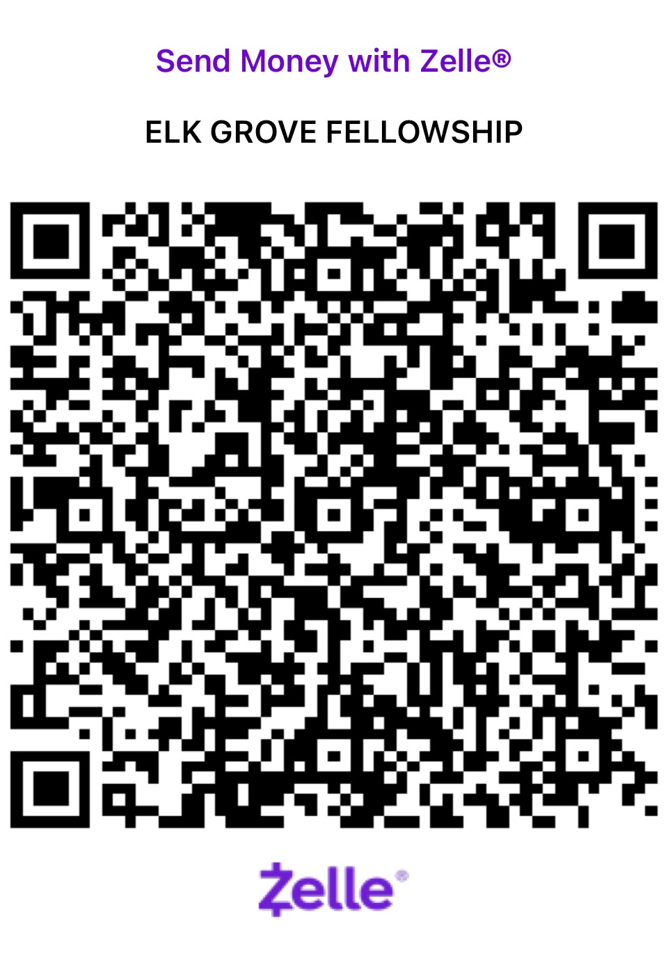 Elk Grove Fellowship Zelle QR Code